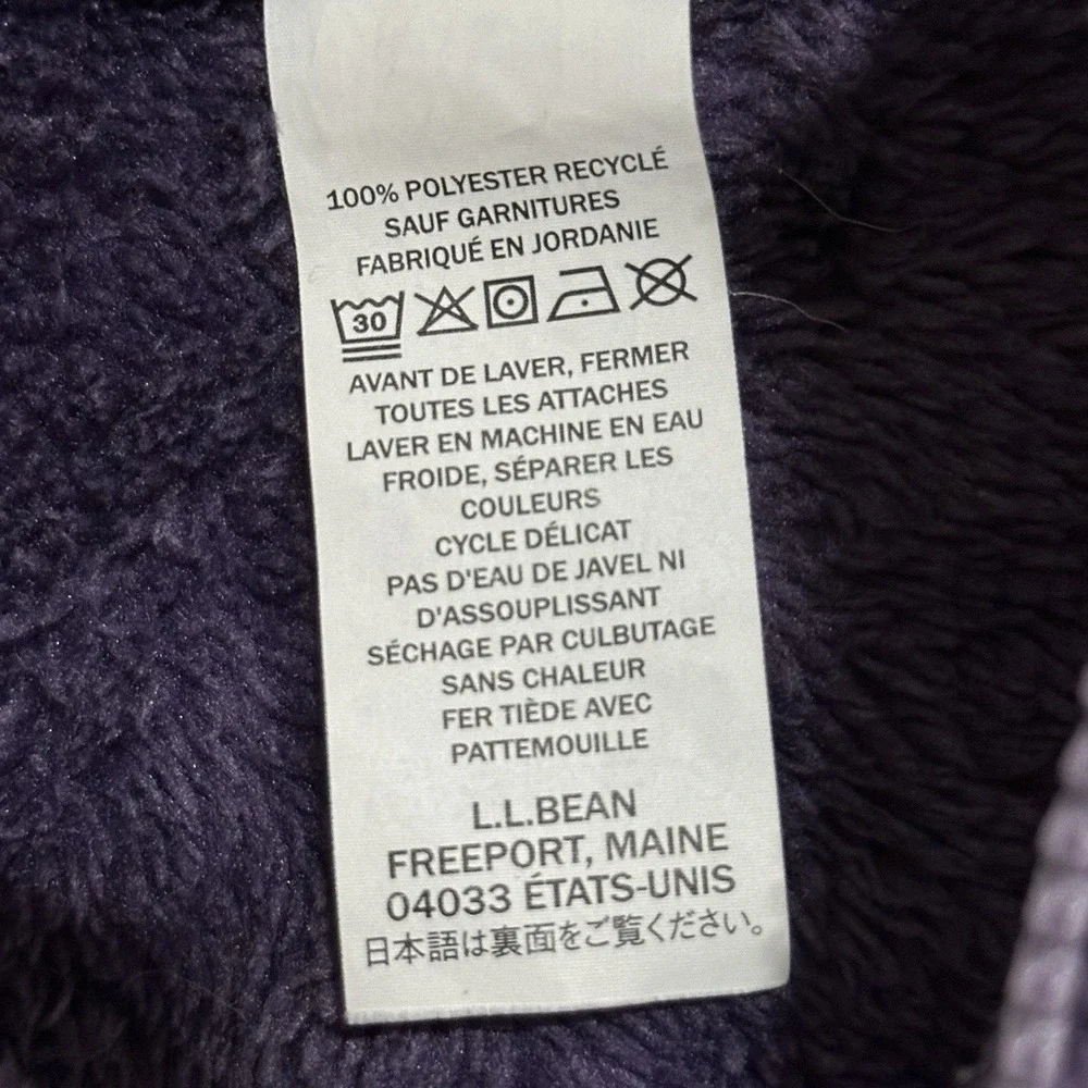 LL Bean Youth Girls Purple‎ Hooded Fleece Full Zip Jacket Size Large (14-16)